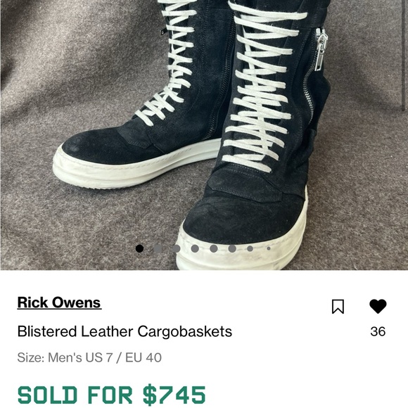 Rick Owens Cargo Boots size 40 men - Picture 6 of 6